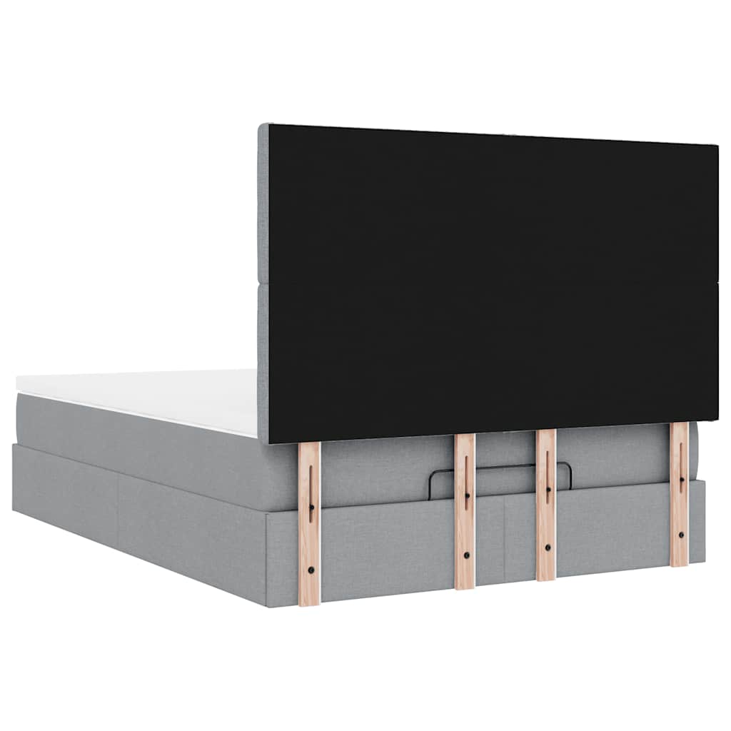 vidaXL Ottoman-Bett mit Matratze Hellgrau 140x200 cm Stoff