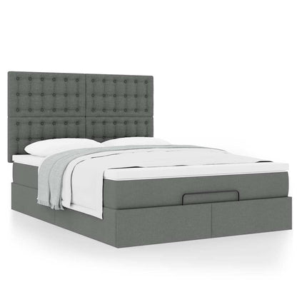 vidaXL Ottoman-Bett mit Matratze Dunkelgrau 140x200 cm Stoff
