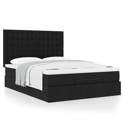 vidaXL Lit ottoman avec matelas Noir 140x200 cm Tissu