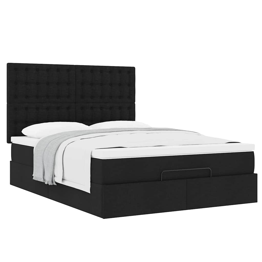 vidaXL Lit ottoman avec matelas Noir 140x200 cm Tissu