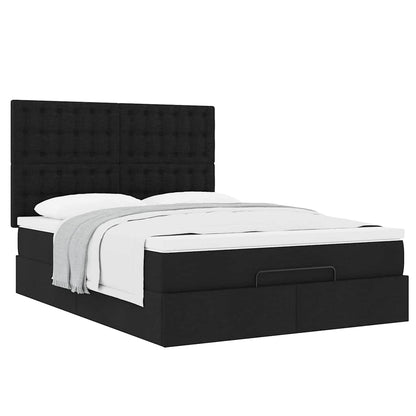 vidaXL Lit ottoman avec matelas Noir 140x200 cm Tissu