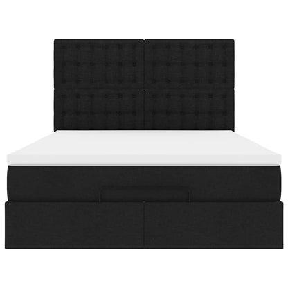 vidaXL Lit ottoman avec matelas Noir 140x200 cm Tissu