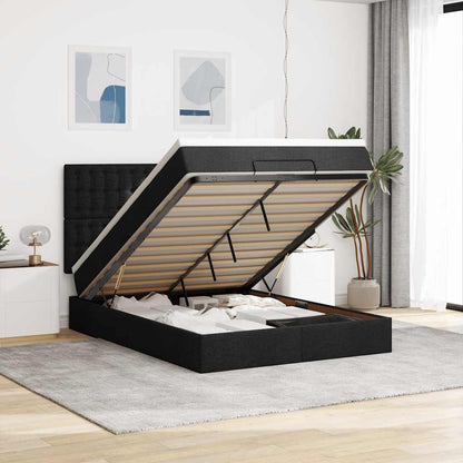 vidaXL Lit ottoman avec matelas Noir 140x200 cm Tissu