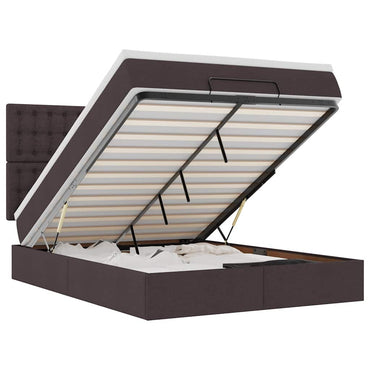 vidaXL Lit ottoman avec matelas Marron foncé 140x200 cm Tissu