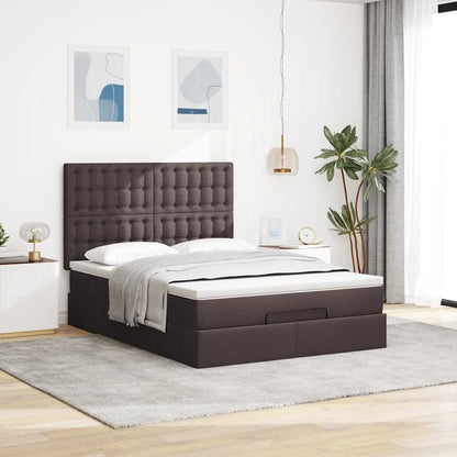 vidaXL Lit ottoman avec matelas Marron foncé 140x200 cm Tissu