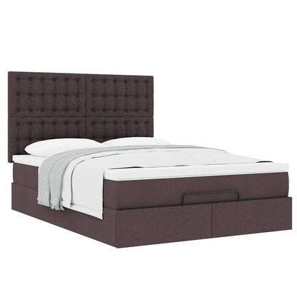 vidaXL Lit ottoman avec matelas Marron foncé 140x200 cm Tissu