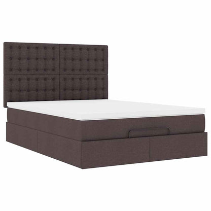vidaXL Lit ottoman avec matelas Marron foncé 140x200 cm Tissu