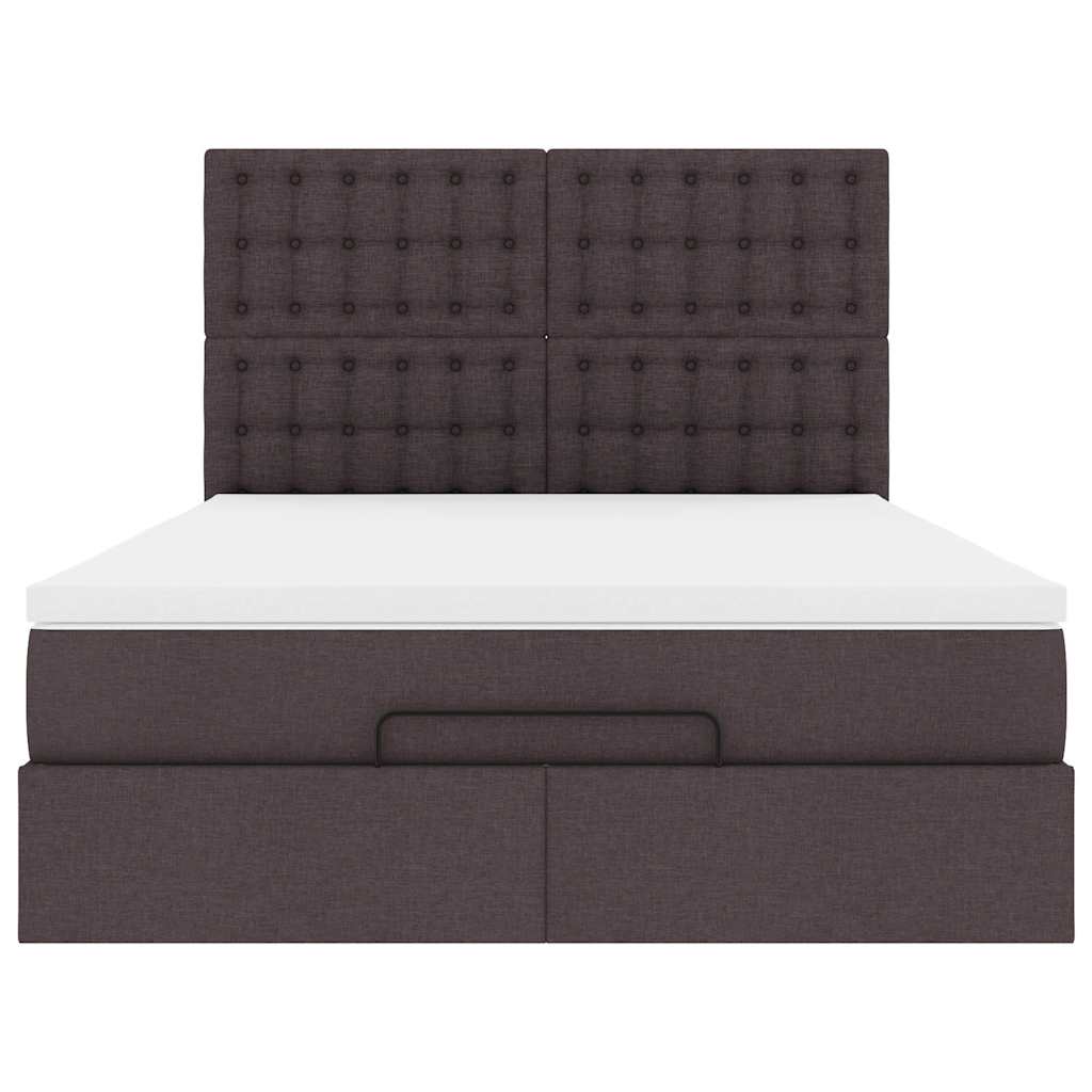 vidaXL Lit ottoman avec matelas Marron foncé 140x200 cm Tissu