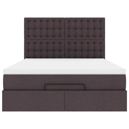 vidaXL Lit ottoman avec matelas Marron foncé 140x200 cm Tissu