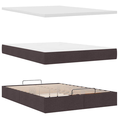 vidaXL Lit ottoman avec matelas Marron foncé 140x200 cm Tissu