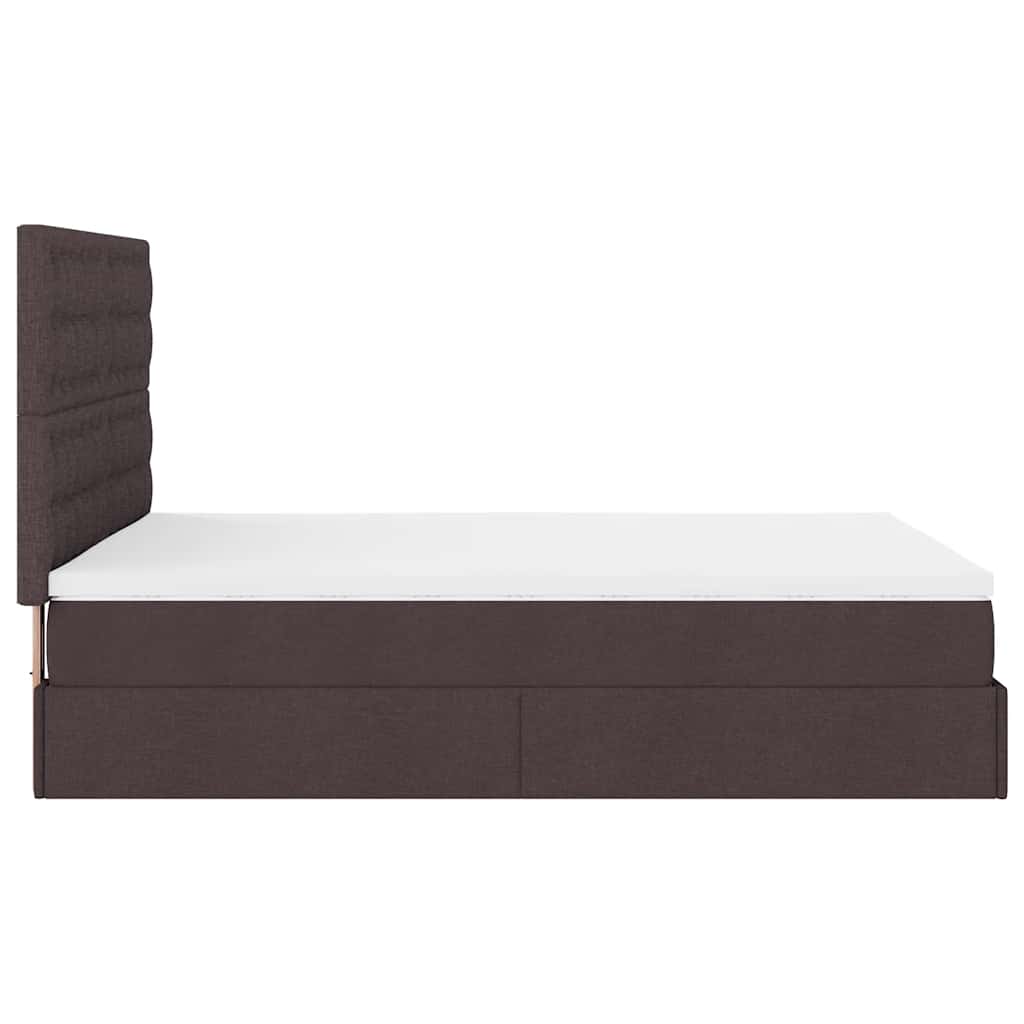 vidaXL Lit ottoman avec matelas Marron foncé 140x200 cm Tissu