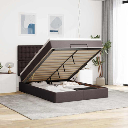 vidaXL Lit ottoman avec matelas Marron foncé 140x200 cm Tissu