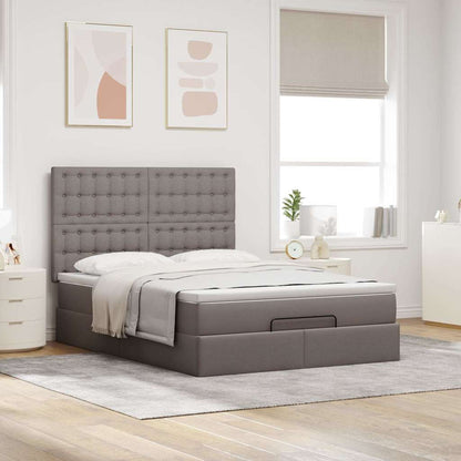 vidaXL Lit ottoman avec matelas Tissu taupe 140x200 cm