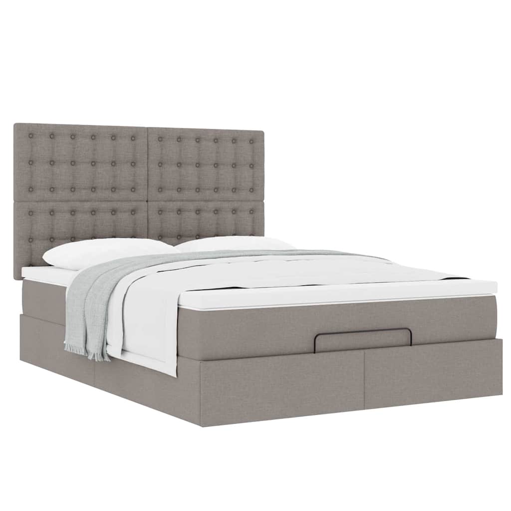vidaXL Lit ottoman avec matelas Tissu taupe 140x200 cm
