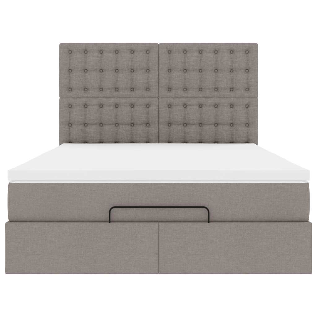 vidaXL Lit ottoman avec matelas Tissu taupe 140x200 cm