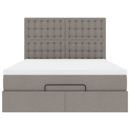 vidaXL Lit ottoman avec matelas Tissu taupe 140x200 cm