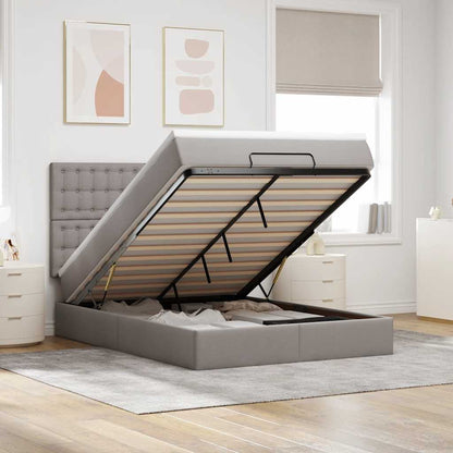 vidaXL Lit ottoman avec matelas Tissu taupe 140x200 cm