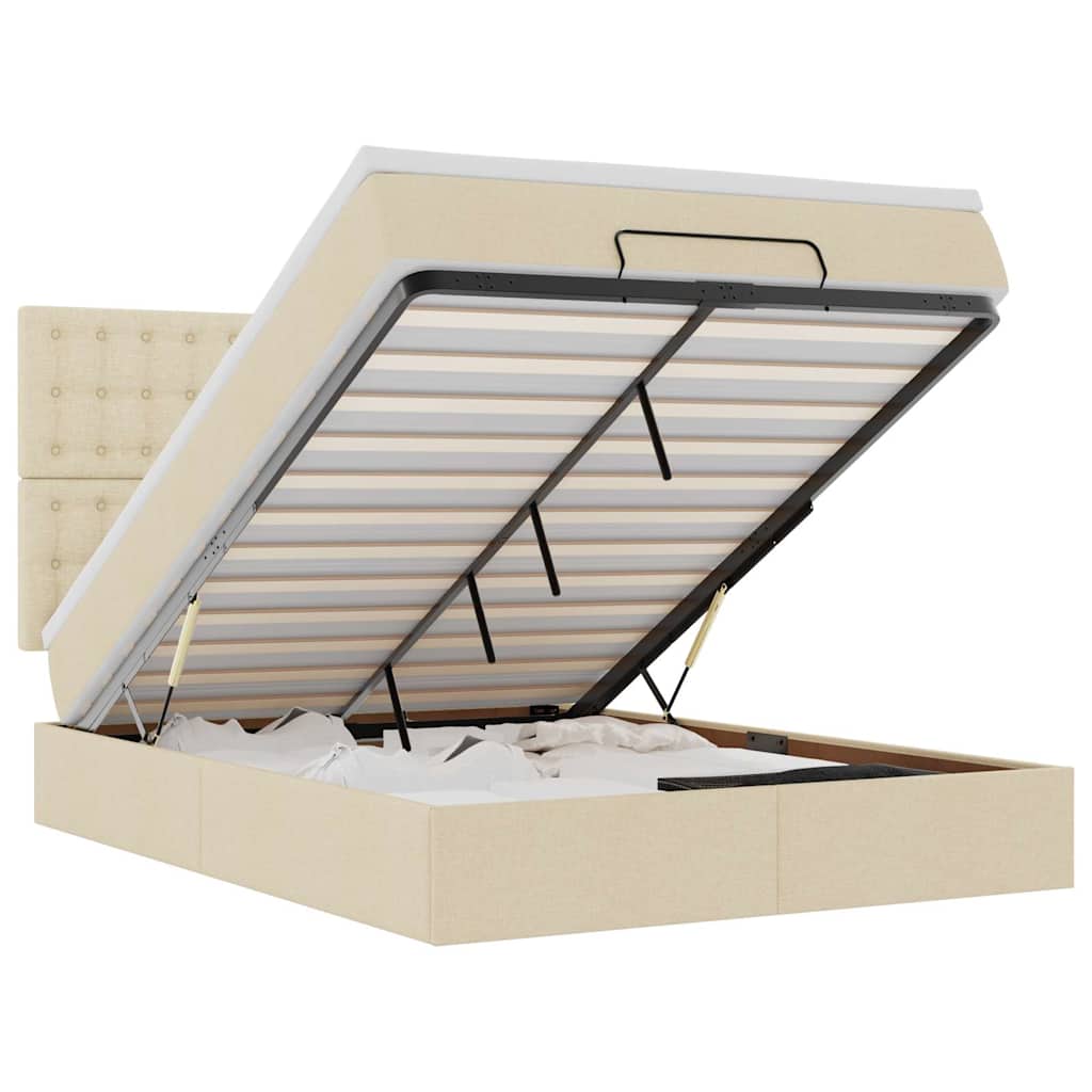 Ottoman-Bett mit Matratze Creme 140x200 cm Stoff