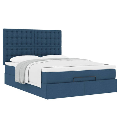 vidaXL Ottoman-Bett mit Matratze Blau 140x200 cm Stoff