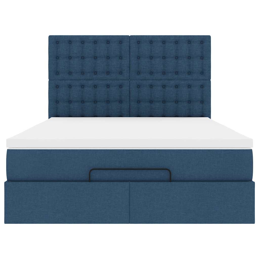 vidaXL Ottoman-Bett mit Matratze Blau 140x200 cm Stoff