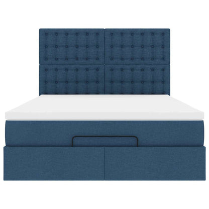 vidaXL Ottoman-Bett mit Matratze Blau 140x200 cm Stoff