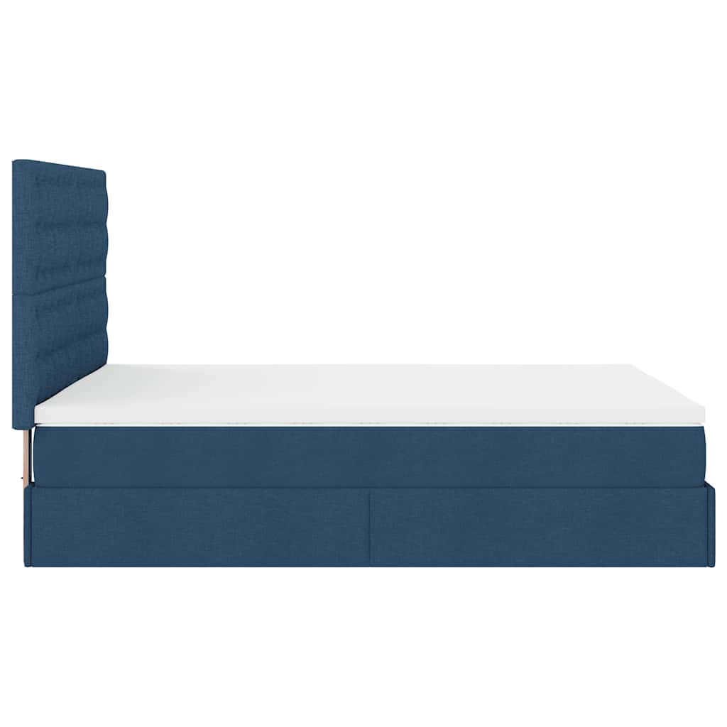 vidaXL Ottoman-Bett mit Matratze Blau 140x200 cm Stoff