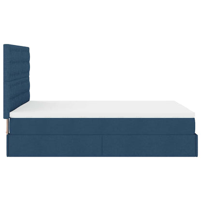 vidaXL Ottoman-Bett mit Matratze Blau 140x200 cm Stoff