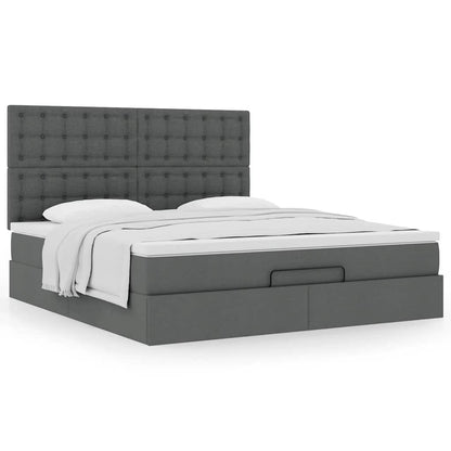 vidaXL Ottoman-Bett mit Matratze Dunkelgrau 160x200 cm Stoff