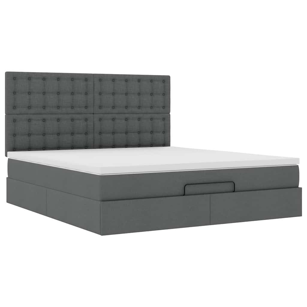 vidaXL Ottoman-Bett mit Matratze Dunkelgrau 160x200 cm Stoff