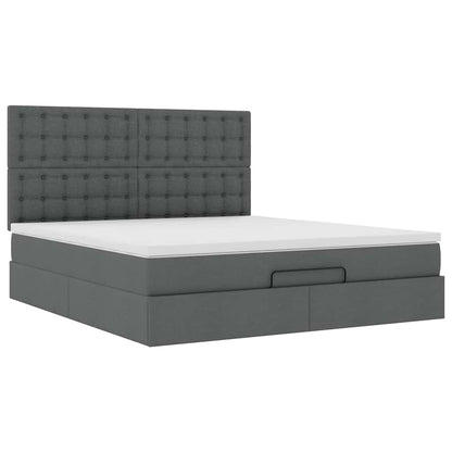 vidaXL Ottoman-Bett mit Matratze Dunkelgrau 160x200 cm Stoff