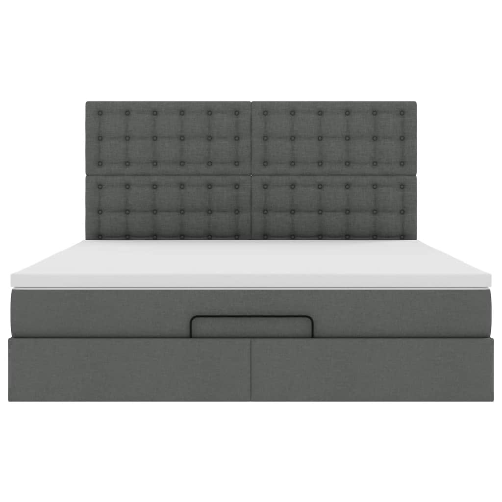 vidaXL Ottoman-Bett mit Matratze Dunkelgrau 160x200 cm Stoff