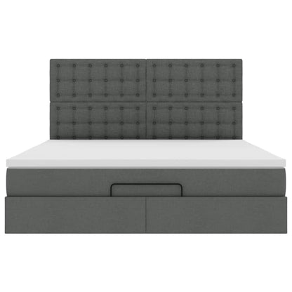 vidaXL Ottoman-Bett mit Matratze Dunkelgrau 160x200 cm Stoff