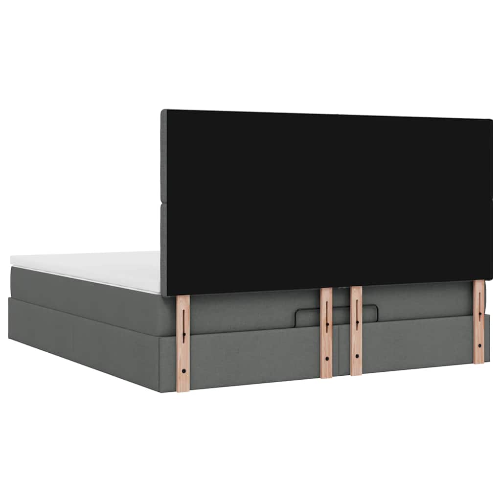vidaXL Ottoman-Bett mit Matratze Dunkelgrau 160x200 cm Stoff