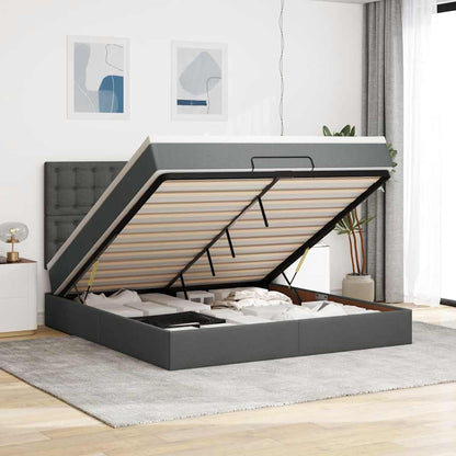 vidaXL Ottoman-Bett mit Matratze Dunkelgrau 160x200 cm Stoff