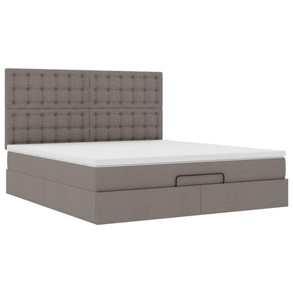vidaXL Ottoman-Bett mit Matratze Taupe 160x200 cm Stoff
