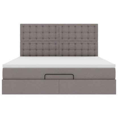 vidaXL Ottoman-Bett mit Matratze Taupe 160x200 cm Stoff