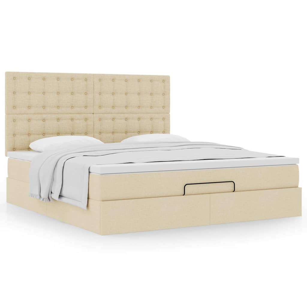 vidaXL Lit Ottoman avec matelas crème 160x200 cm Tissu