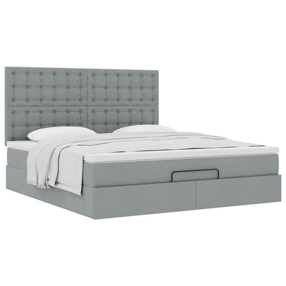 vidaXL Ottoman-Bett mit Matratze Hellgrau 180x200 cm Stoff