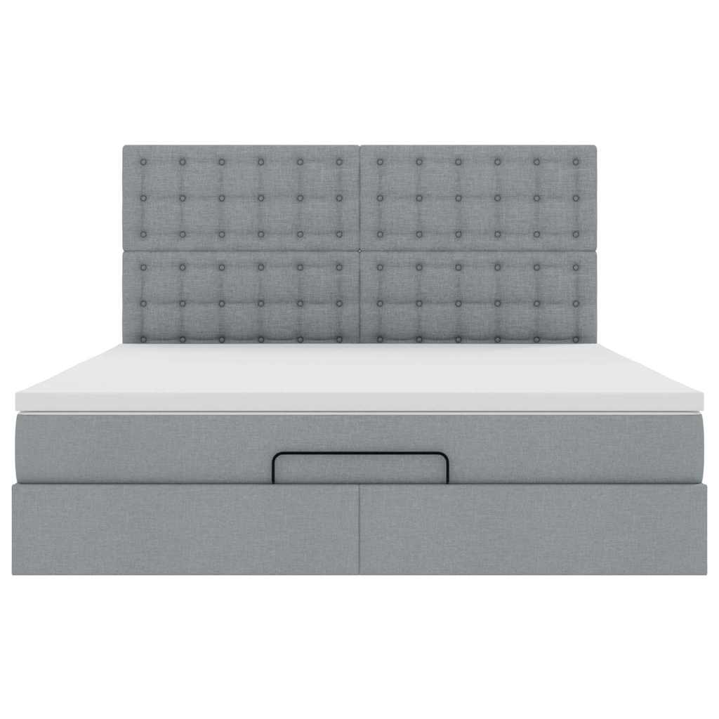 vidaXL Ottoman-Bett mit Matratze Hellgrau 180x200 cm Stoff