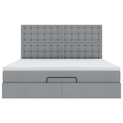 vidaXL Ottoman-Bett mit Matratze Hellgrau 180x200 cm Stoff