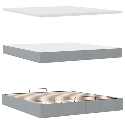 vidaXL Ottoman-Bett mit Matratze Hellgrau 180x200 cm Stoff