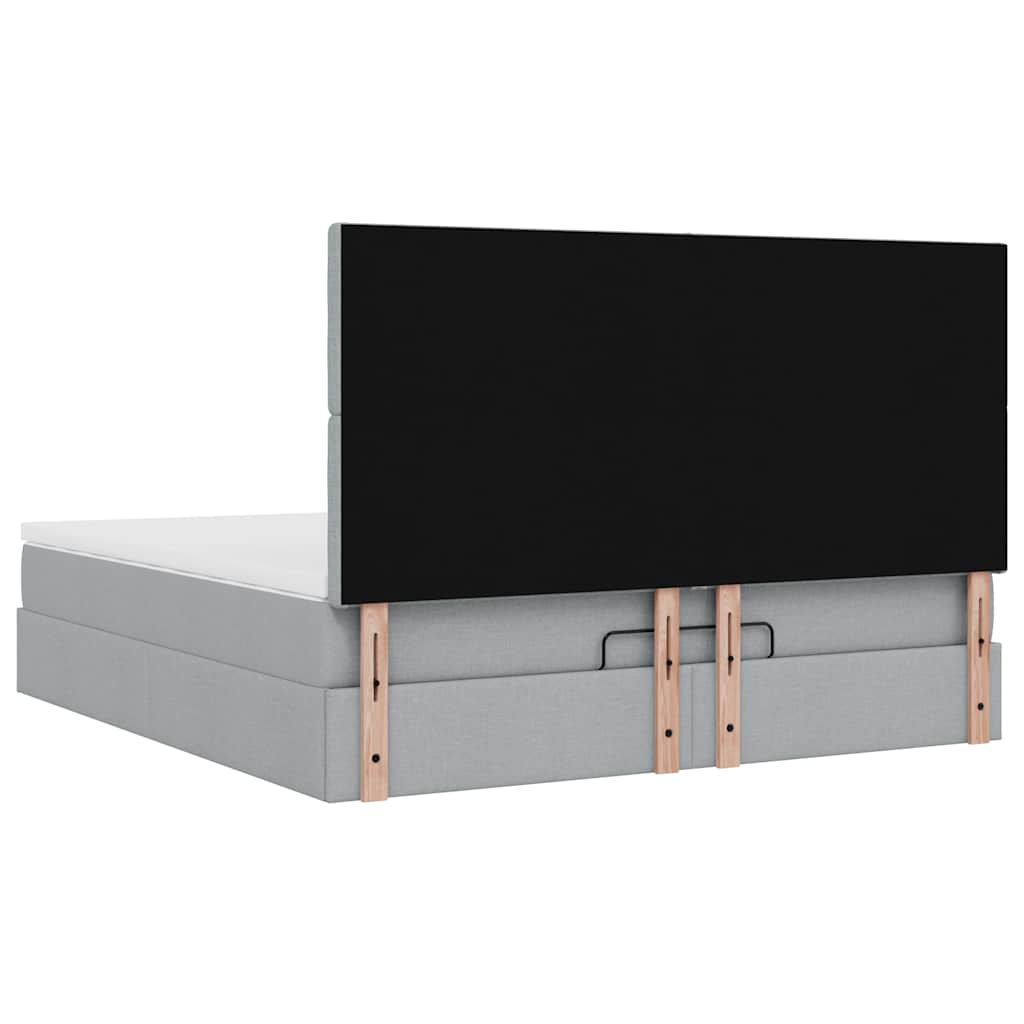vidaXL Ottoman-Bett mit Matratze Hellgrau 180x200 cm Stoff