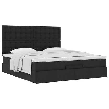 vidaXL Lit ottoman avec matelas Noir 180x200 cm Tissu