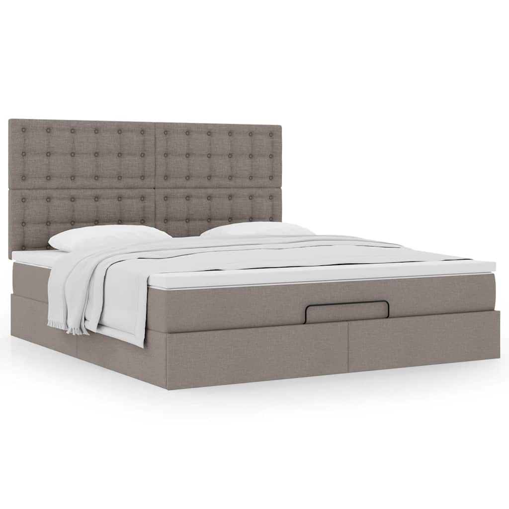 vidaXL Ottoman-Bett mit Matratze Taupe 180x200 cm Stoff