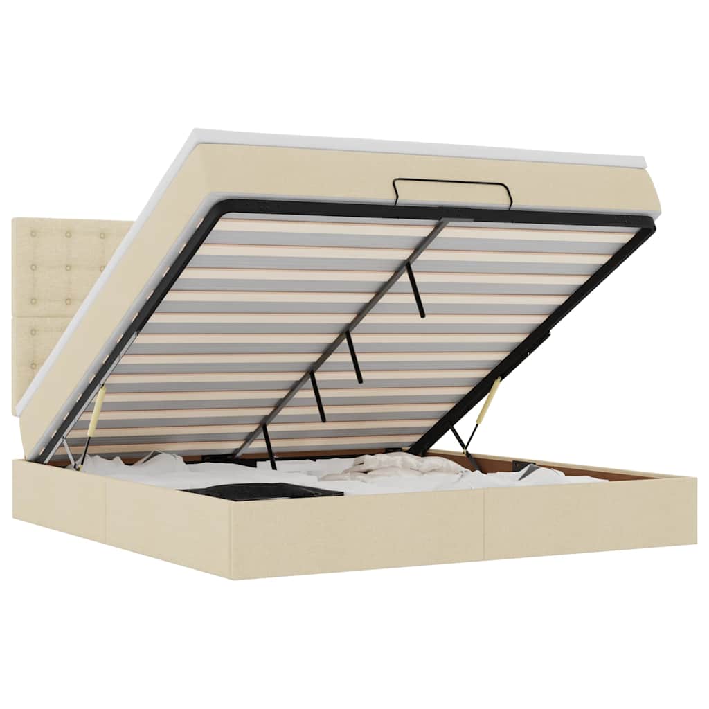 Ottoman-Bett mit Matratze Creme 180x200 cm Stoff