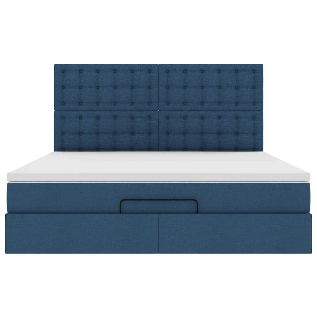 vidaXL Lit coffre ottoman avec matelas Bleu 180x200 cm Tissu