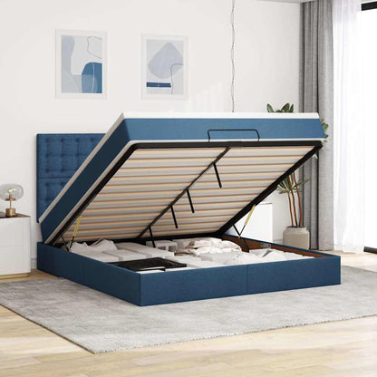 vidaXL Lit coffre ottoman avec matelas Bleu 180x200 cm Tissu
