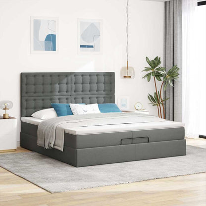 vidaXL Ottoman-Bett mit Matratzen Dunkelgrau 200x200 cm Stoff