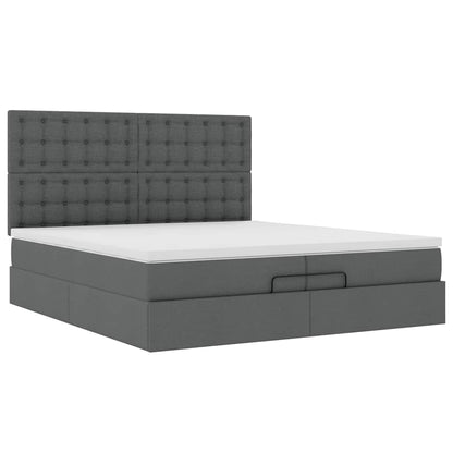 vidaXL Ottoman-Bett mit Matratzen Dunkelgrau 200x200 cm Stoff