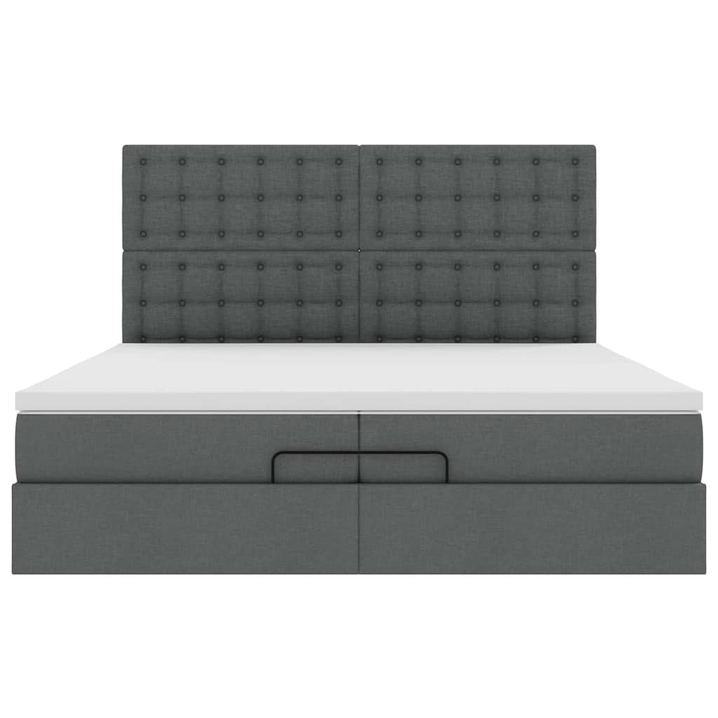 vidaXL Ottoman-Bett mit Matratzen Dunkelgrau 200x200 cm Stoff